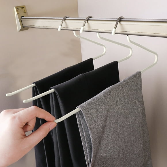 Percha para pantalones antideslizante en forma de Z, resistente, de hierro, para armario, organizador individual para ahorrar espacio, con 3 perchas en forma de Z, Aestivo | Blanco | AESTIVO