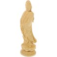 thumbnail image 2 of Escultura de Guanyin de madera (1 unidad), decoración única para el hogar, ideal para el budismo y la consagración (amarilla)., 2 of 8