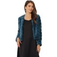 thumbnail image 2 of Abrigo mullido de piel sintétisin cuello chaquerecortacálide invierno pamujer Azul Gris Oscuro XS, 2 of 2