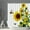 🔥 Multicolor_Base#2038, variant on Sunflower Shower Curtain | Yellow Floral White Fabric | Green Leaves Design | Polyester Material | Fast-Dry Washable | 12 Hooks Included | 70x70 Inch Bathroom Decor Curtain