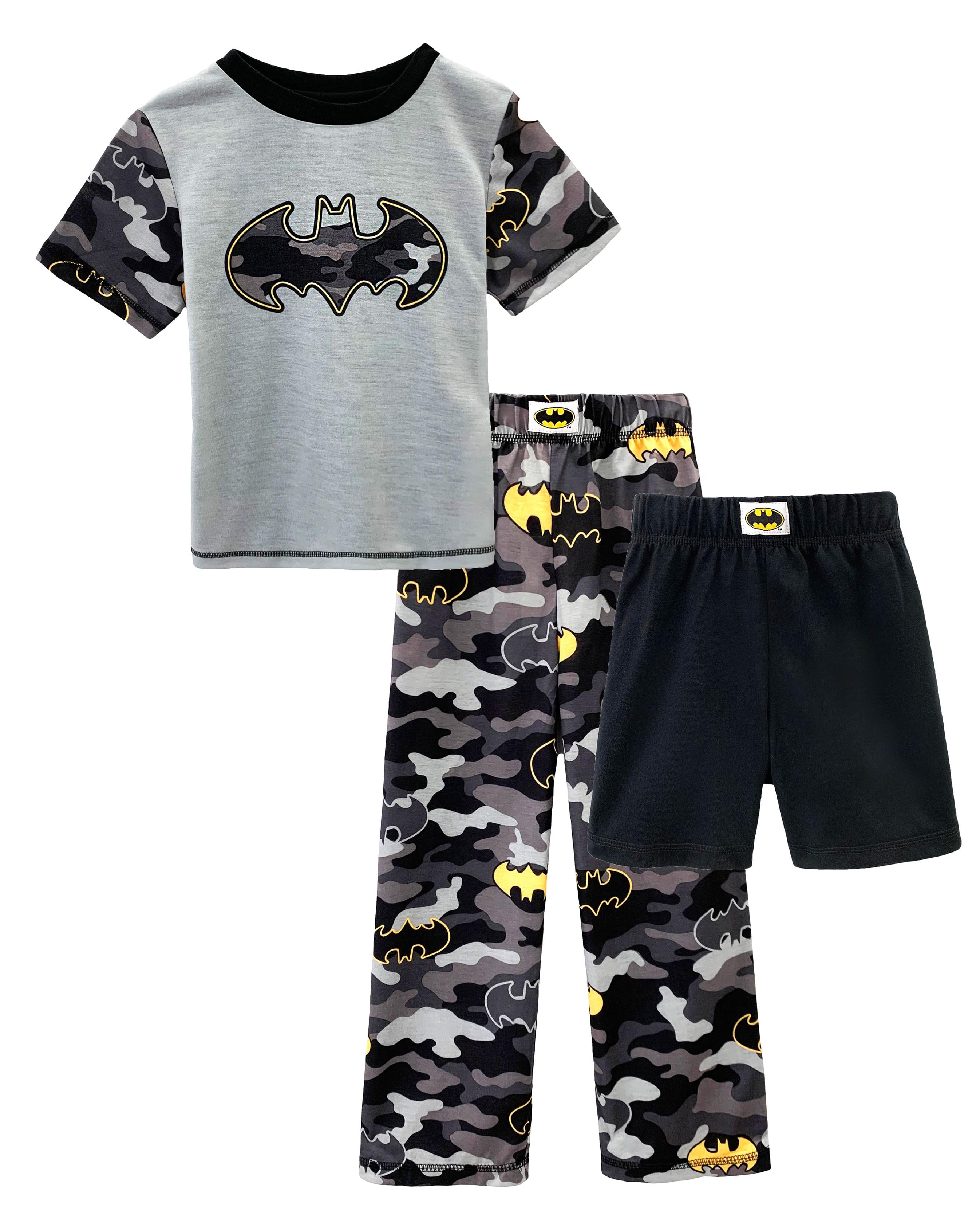 Boys Batman 100% Cotton Short Sleeved Shirt and Shorts Shorties Pajamas Set