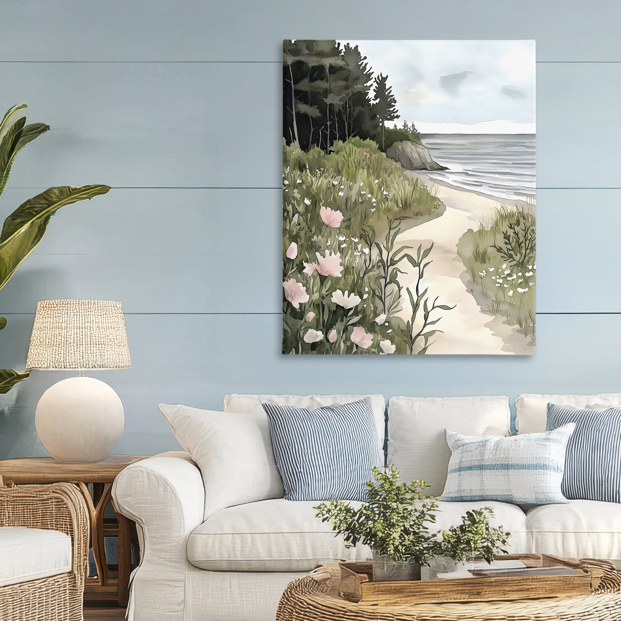 Stupell Industries Coastal Calm Floral Pathway Canvas Wall Art, design by Riley B