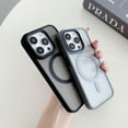 thumbnail image 4 of Luxury Matte Translucent Bumper Phone Cases For iPhone 16 14 13 12 11 15 Pro Max Plus For Magsafe Wireless Charge Magnetic Cover Wine Red For iPhone 11ProMax, 4 of 6