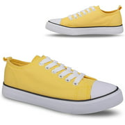 Twisted Womens Hunter Lo-Top Stylish Canvas Sneakers, Yellow, 8