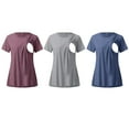 thumbnail image 3 of Womens Maternity Short Sleeve Side Button Crew Neck Solid Color Nursing Tops T Shirt For Breastfeeding 3 Pack, 3 of 4
