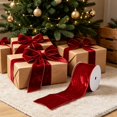 thumbnail image 5 of Wired Ribbon Roll for Wreaths and Gift Wrapping, 354 Inch Holiday Craft Ribbon in Polyester, 2.5 Inch Wide - Wine, 5 of 6