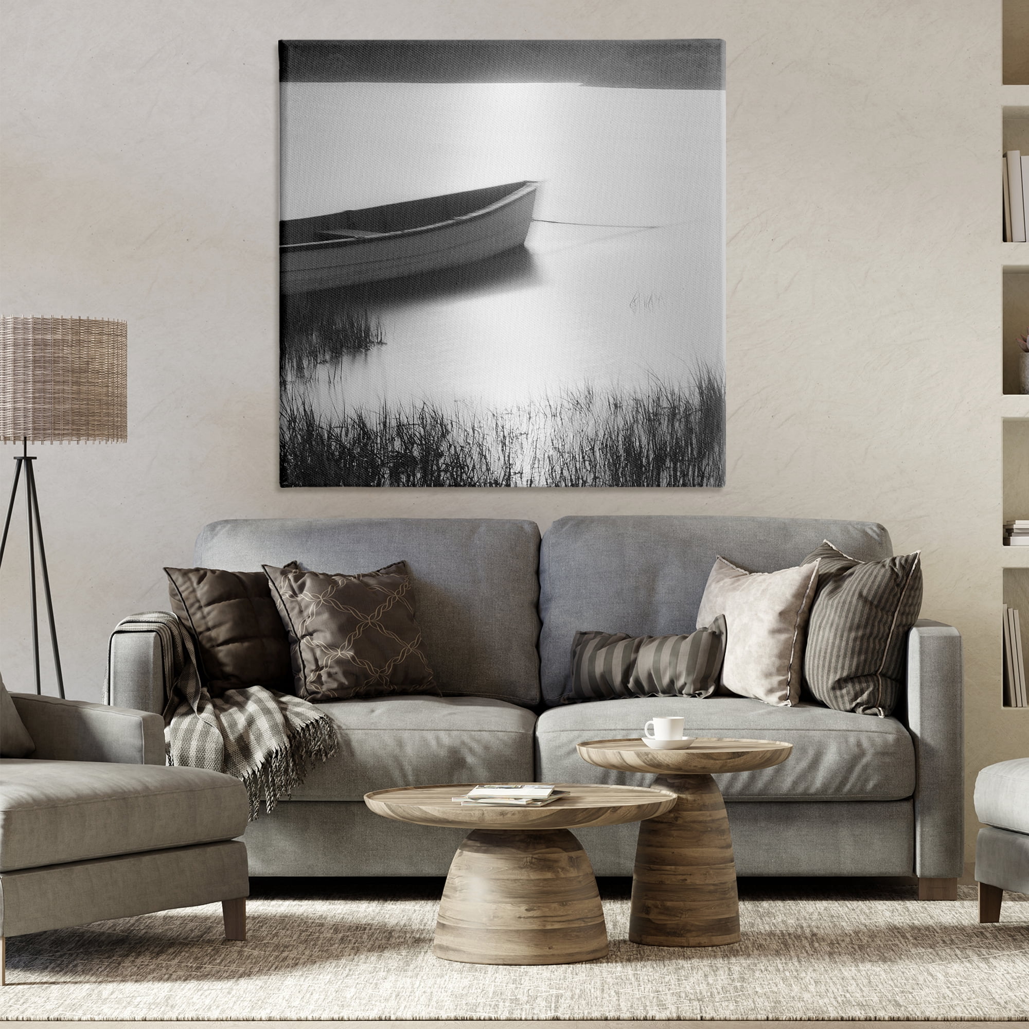 Stupell Industries Rowboat on Peaceful Shore Landscape & Nature Photography Wrapped Canvas Art Print Wall Art, 36 x 36