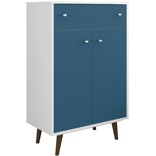 Manhattan Comfort Meuble de Rangement de Liberté en Blanc et Bleu Aqua