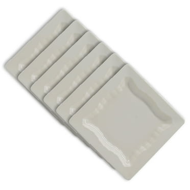 Crown Collections CC-PP76 7 Inch Square Plain White Melamine Dinner Plate - 6 Pcs/Set