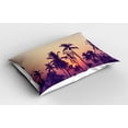 thumbnail image 2 of Ambesonne Sunset Pillow Sham 2 Pack, Tropical Sunset Palm Trees, 26"x20", Peach Dark Purple, 2 of 3