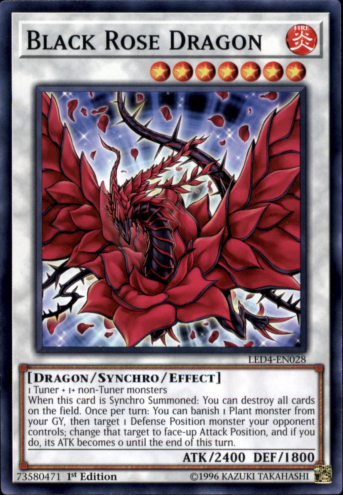 LED4-EN025 Red Rose Dragon -  Rare First ed Yugioh 