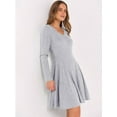 thumbnail image 5 of Women Long Sleeve Ribbed Knit Short Dresses  Fall Winter V Neck Casual Swing A Line Sweater Dress, 5 of 16