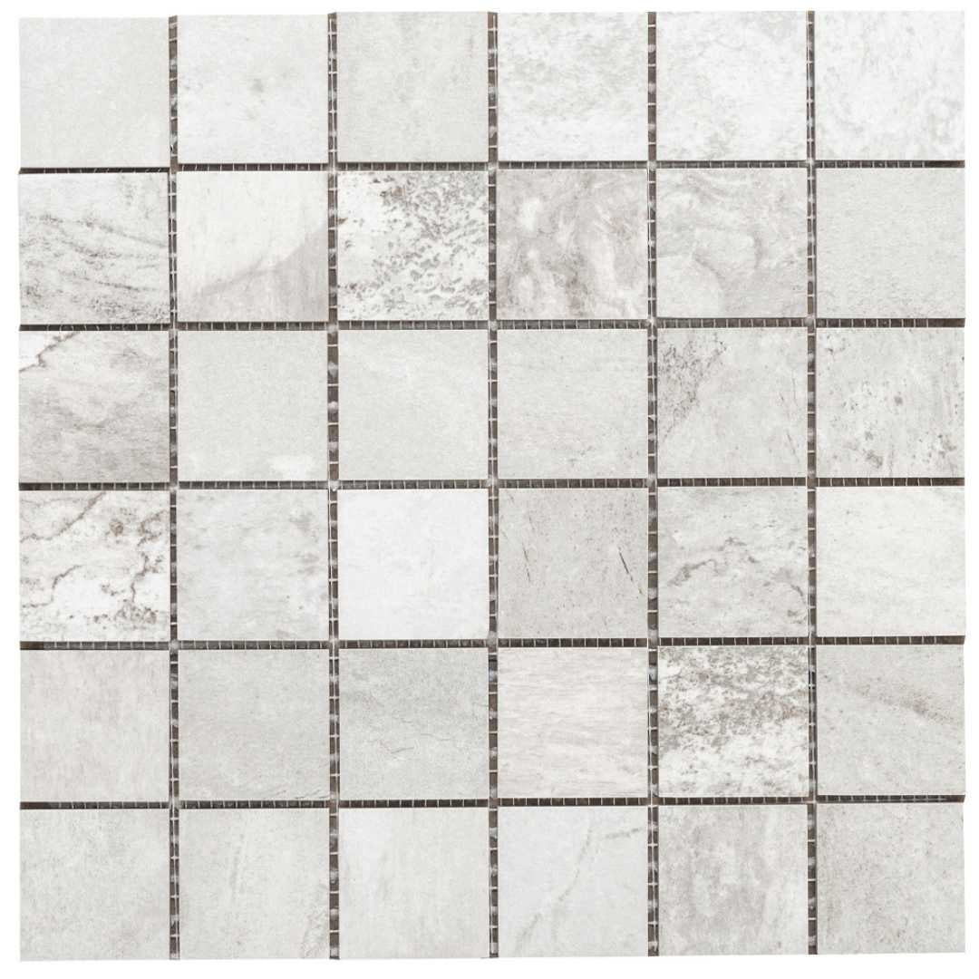 The Tile Life Wells Stone Slate 2" x 2" White Porcelain Mosaic Tile, Case of 11