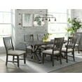 thumbnail image 3 of Trestle 7PC 96" Rectangle Extendable Dining Table Set in Distressed Gray Wood, 3 of 4