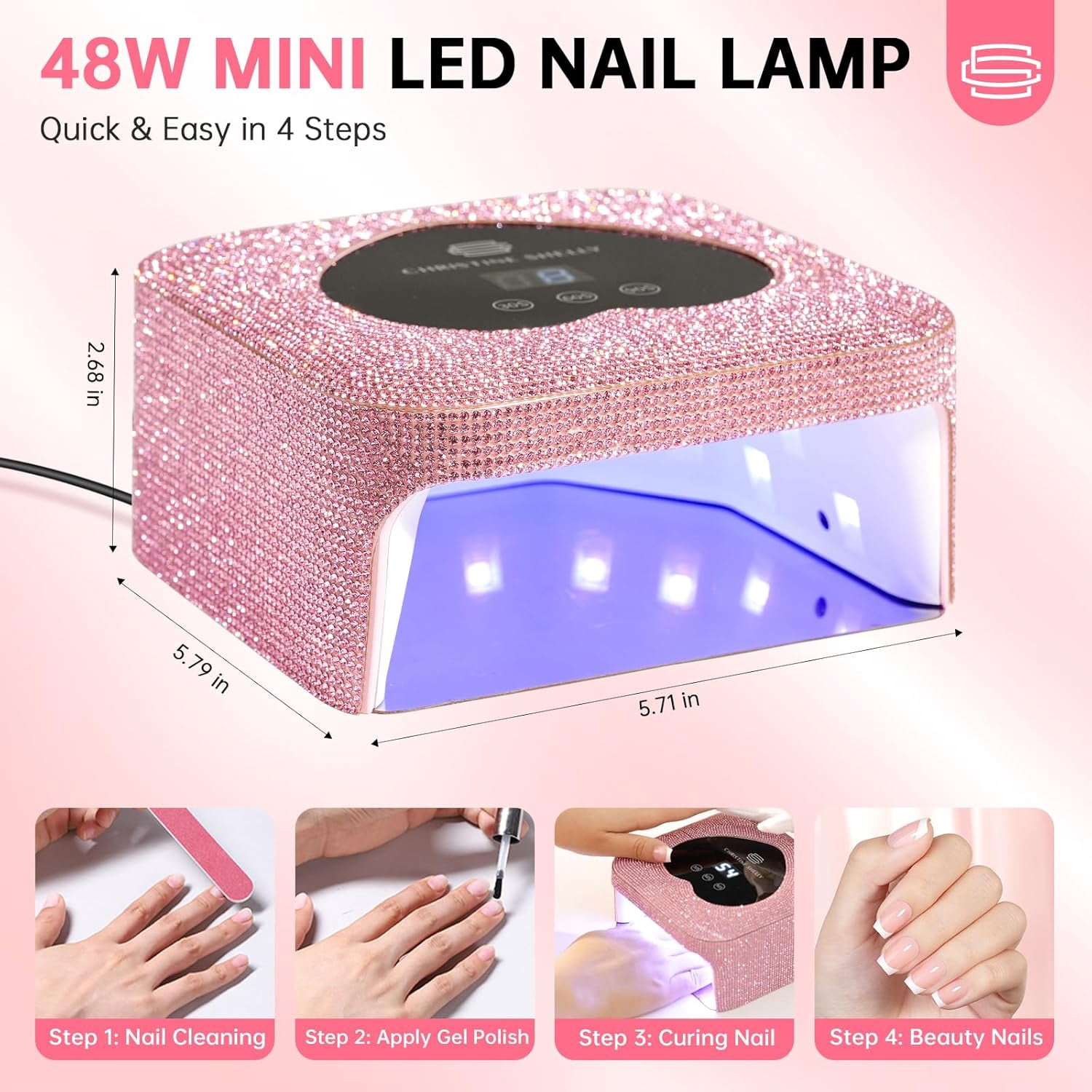 UV LED Nail Lamp, 48W Plug-in Mini Diamond Nail Dryer& Rechargeable 35000RPM Nail Drill&Nail Dust Collector, Dust Collector Nail Tech for Nail Salon