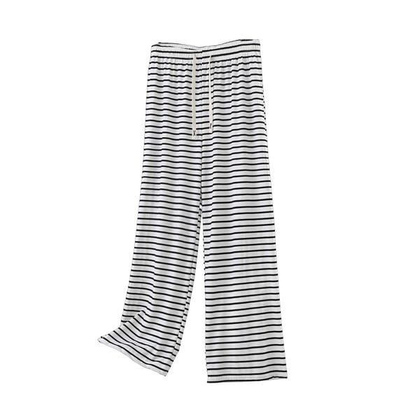 Levmjia Womens Pants Casual Striped Soft Stretch Comfy Yoga Exercise Home Wear Classic Solid Color Elastic Waist with Pockets Trousers All Season