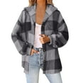 thumbnail image 2 of ZyeKqe Jacket for Women Plaid Fuzzy Fleece Winter Button down Shacket Casual Loose Fitted Warm Outwear Coats, 2 of 8