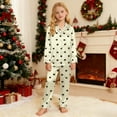 thumbnail image 2 of shqvo Toddler Girl Boy Christmas Silk Outfit Xmas Trees Print Collar Button Sweatshirt Tops Long Pants 2Pcs Casual Soft Girls Fall Clothes Fall Outfit Pajamas Sleepwear, 2 of 7