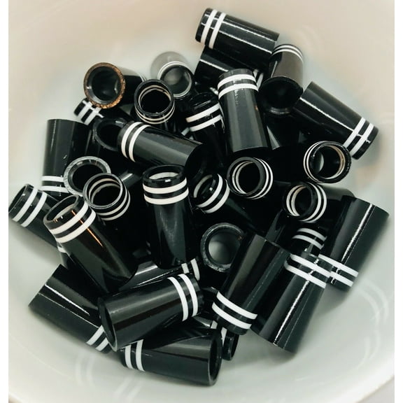 Iron Ferrules Black w/ Double White Rings 1”