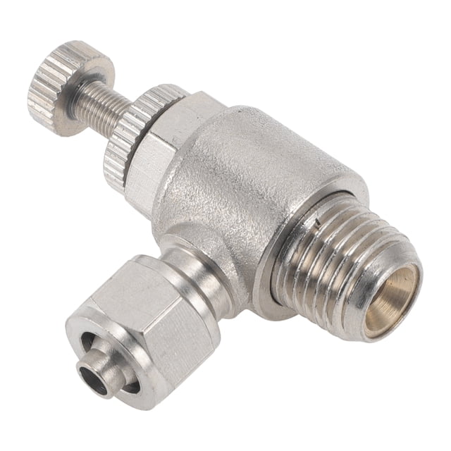 Válvula de control de flujo de aire de 90 grados de 5/16" con conexión rápida de aire de cobre niquelado 1/4"BSPT 1 Pc tono plateado