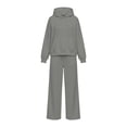 thumbnail image 7 of ClodeEU Women 2 Piece Casual Outfit ,Crew Neck Long Sleeve Sweatshirt and Wide Leg Pants Set Dark Gray,Women's Plus M, 7 of 7