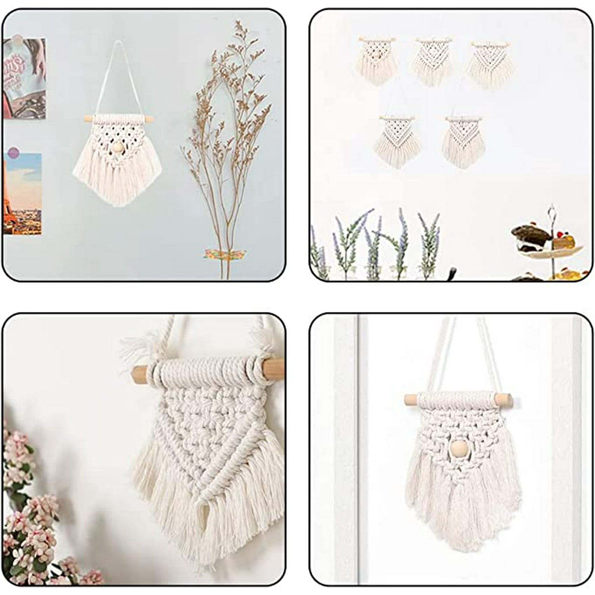 Hongchun 5 Pieces Macrame Wall Hanging Mini Macrame Wall Hanging Decor Macrame Woven Wall Hanging Tapestry Woven Macrame Wall Decor