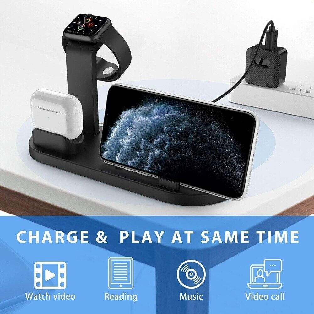 Wireless Charger Stand, 4 in 1 Wireless Charging Station for All Apple Watch Series, AirPods Pro 3/2/1, iPhone 14/14 Plus/13/12/11 Pro/Pro Max/X/XS Max,Samsung Phone
