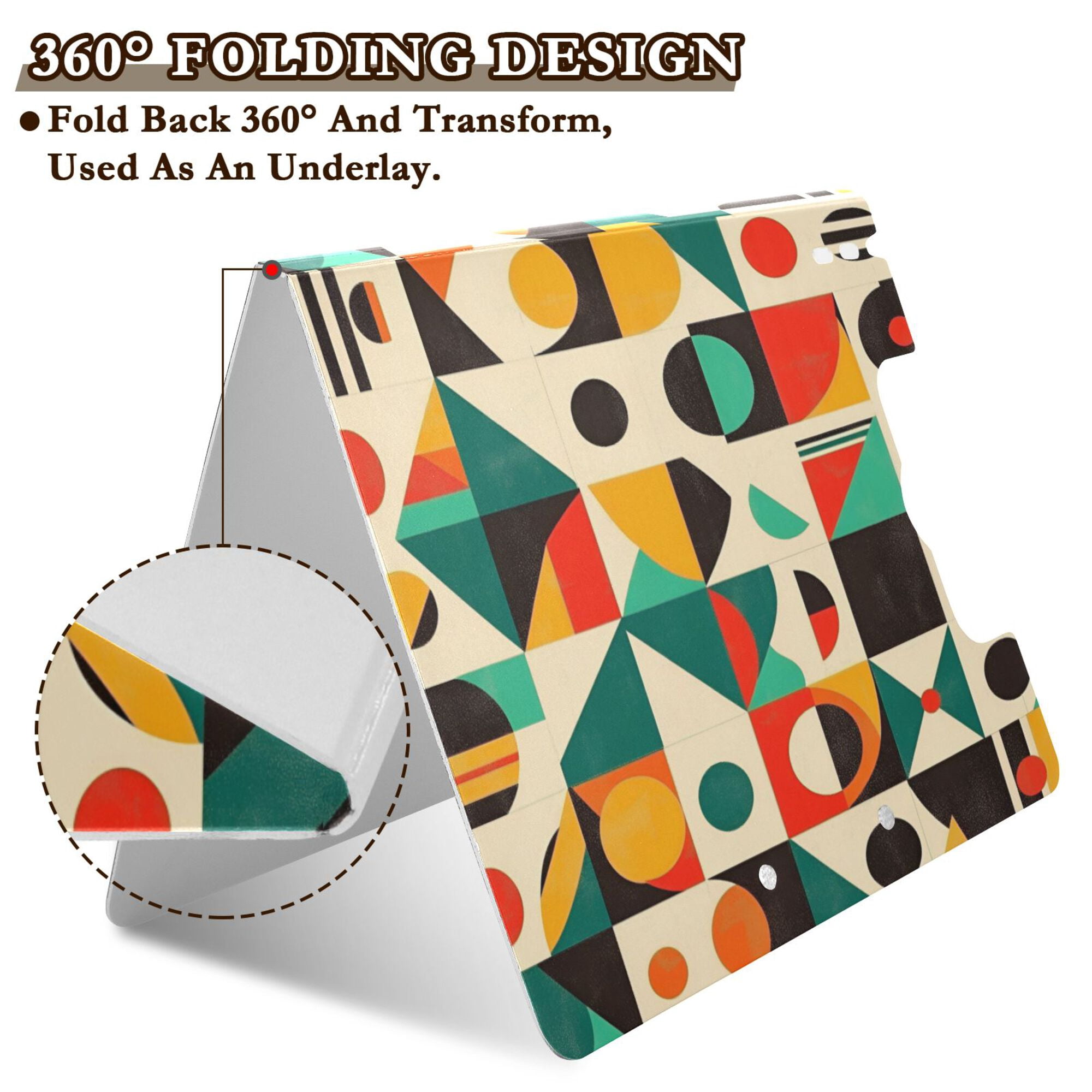 FORMRS A4 Clipboard Folder with Pen Holder Horizontal Foldable School Office Binder, Beige Geometric