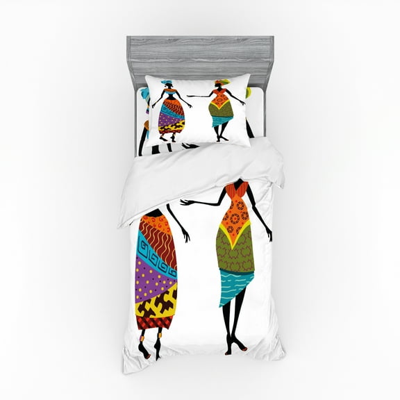 Ambesonne African Bedding Set 3 Pcs, Costumes, Twin XL, Multicolor