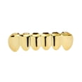 thumbnail image 1 of Vampire Fangs Texture Grills Rapper 6 Dientes Gorras Mujeres Hombres Halloween Fondo dorado Hugo Parrillas chapadas en oro de 18 quilates, 1 of 7