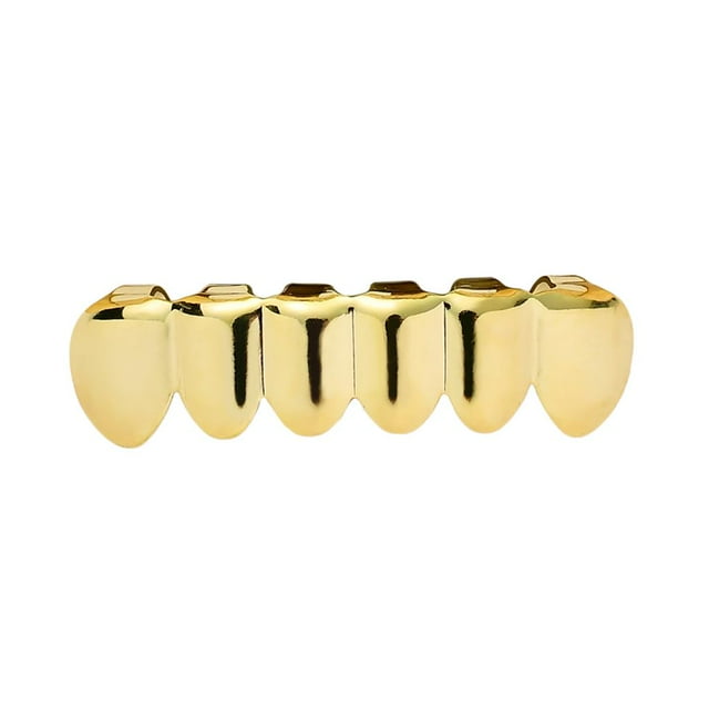 Vampire Fangs Texture Grills Rapper 6 Dientes Gorras Mujeres Hombres Halloween Fondo dorado Hugo Parrillas chapadas en oro de 18 quilates