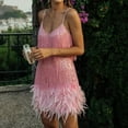thumbnail image 5 of CALAFEBILA Women Fall Dresses,Female Fashion Sleeveless Shiny Sequin Party Party Gown Feather Dance Tassels Short Dress, 5 of 9