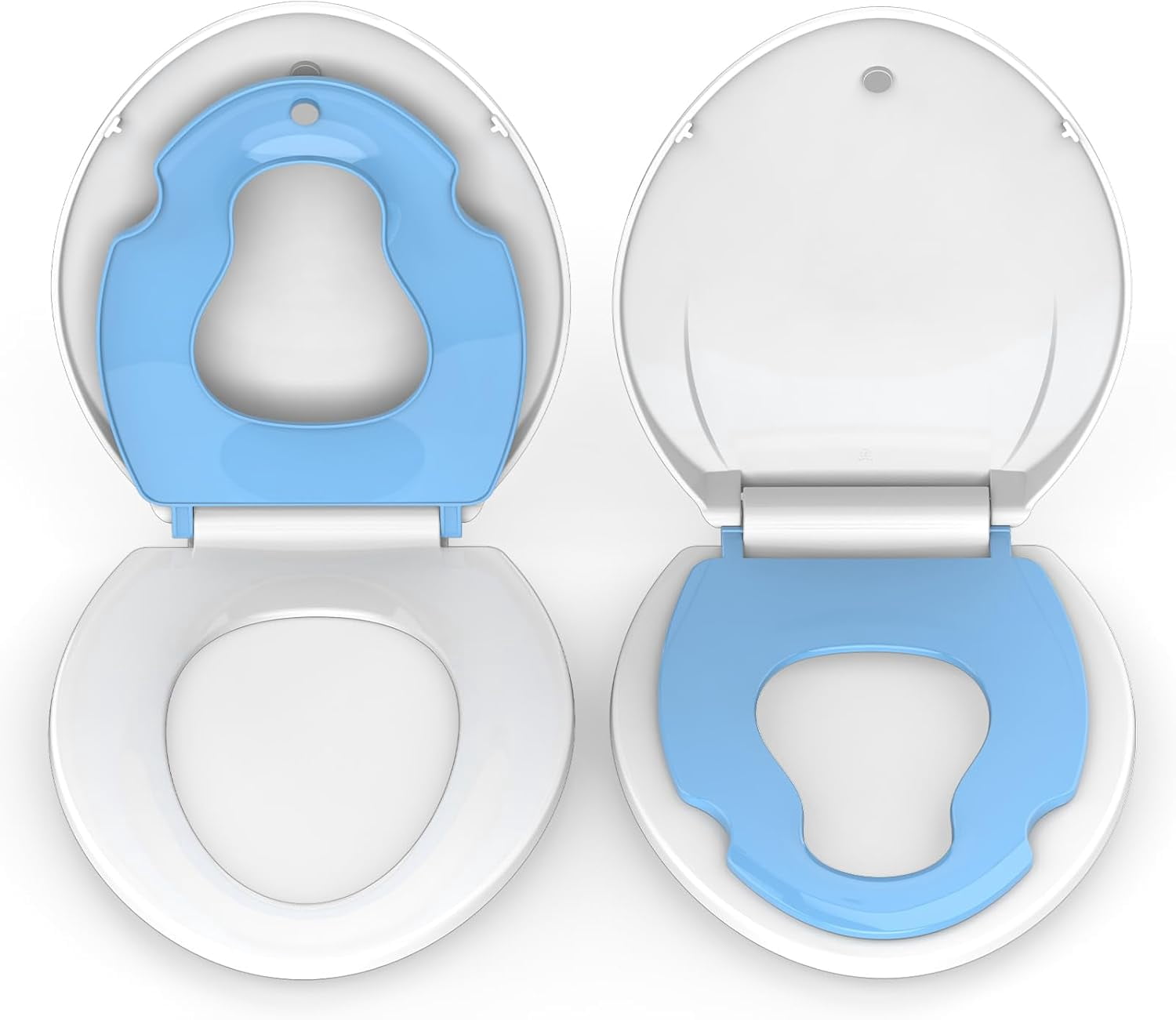 Toilet Seat Elongated,Toilet Seat with Toddler Seat Built in, Potty Training Toilet Seat Elongated Fits Both Adult and Child, with Soft Close, Easy Install and Clean - Elongated White and Blue