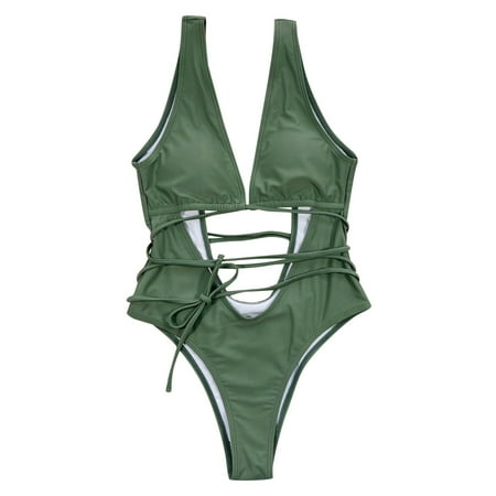 Blphud Plus Size Swim Dress One Piece Swimsuit Tummy Control Bathing Suits Swimsuit Women Tank Top Bikini Swimsuit Hollow Sexy Swimsuit Hollow Swimsuit Women s Thong Bikini Bottoms Green L
