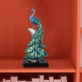 thumbnail image 3 of Estatua decorativa de pavo , escultura, figurita, el más , decoración para hogar, artesanías de resina para boda, estantería, decoración de Azul S Colco estatua de pavo real, 3 of 8
