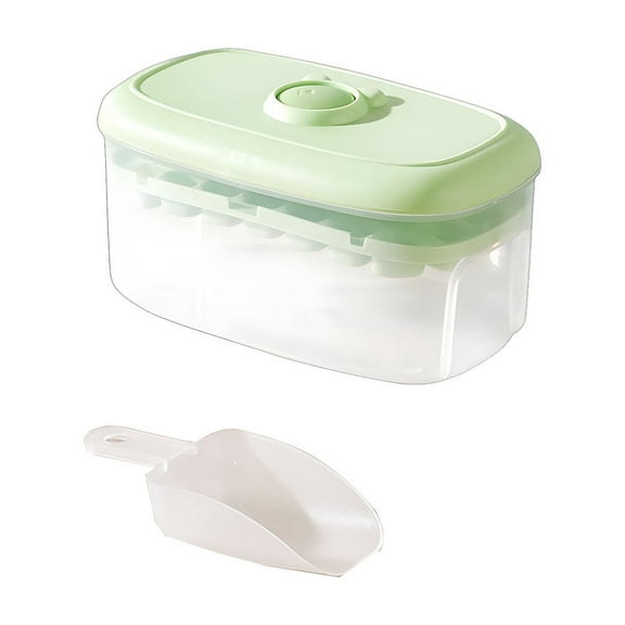 Ice Cube Tray Set with Lid and Bin, 2 Pack Ice Trays for Freezer with Ice Scoop Easy to Use and Store Ice Cube Trays with 28 Ice Cube Molds for Freezing Kitchen Gadgets for Apartment Must Haves