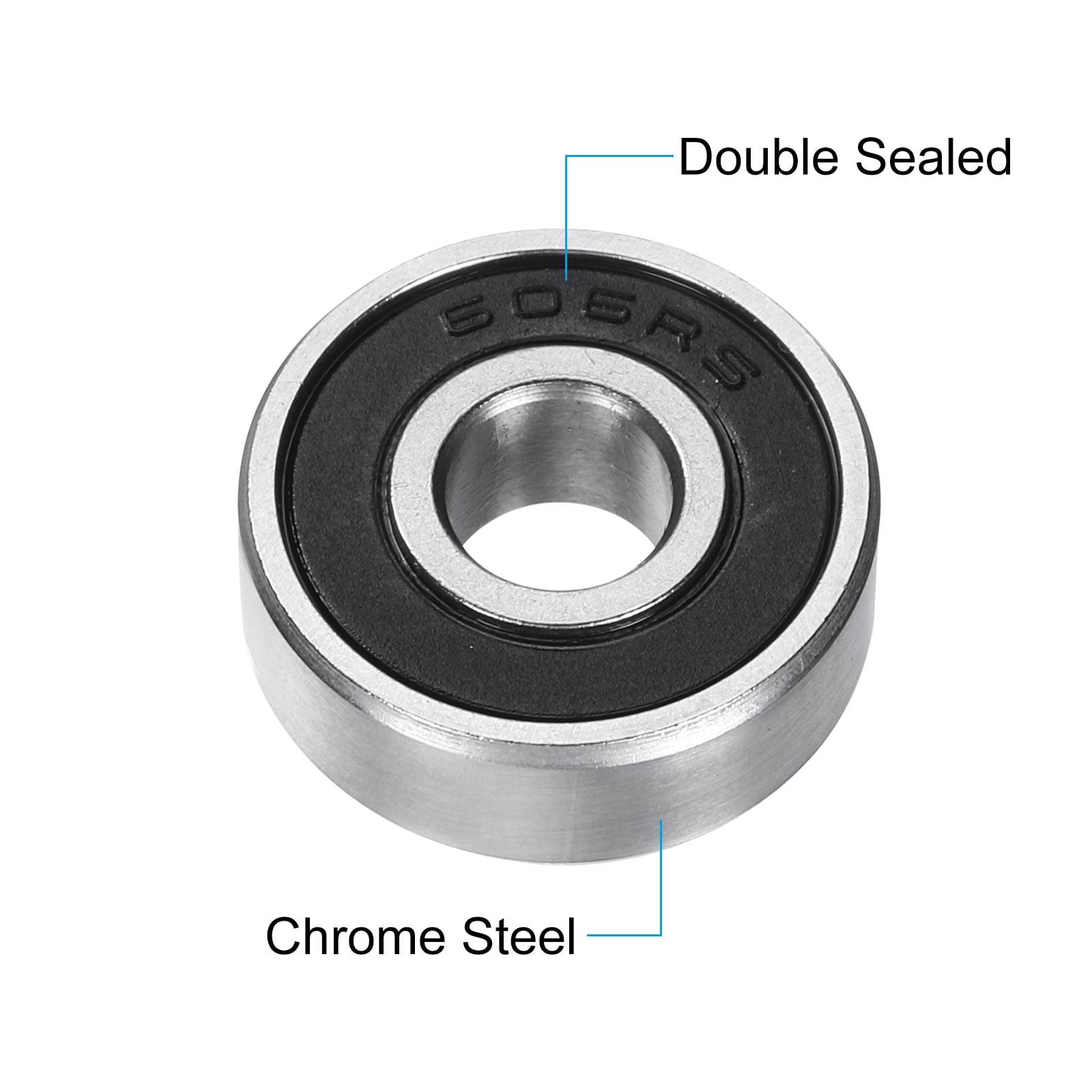 Uxcell 50Pcs 606-2RS Deep Groove Ball Bearings 6mm x 17mm x 6mm Double Sealed Stainless Steel