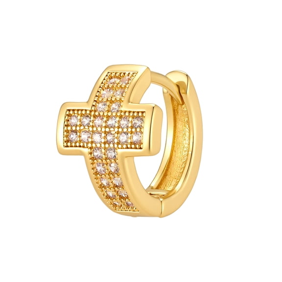 VNOX Single Hoop Earring for Men Gold CZ Cross Huggie Single Piece for Daily Wear Gold Single