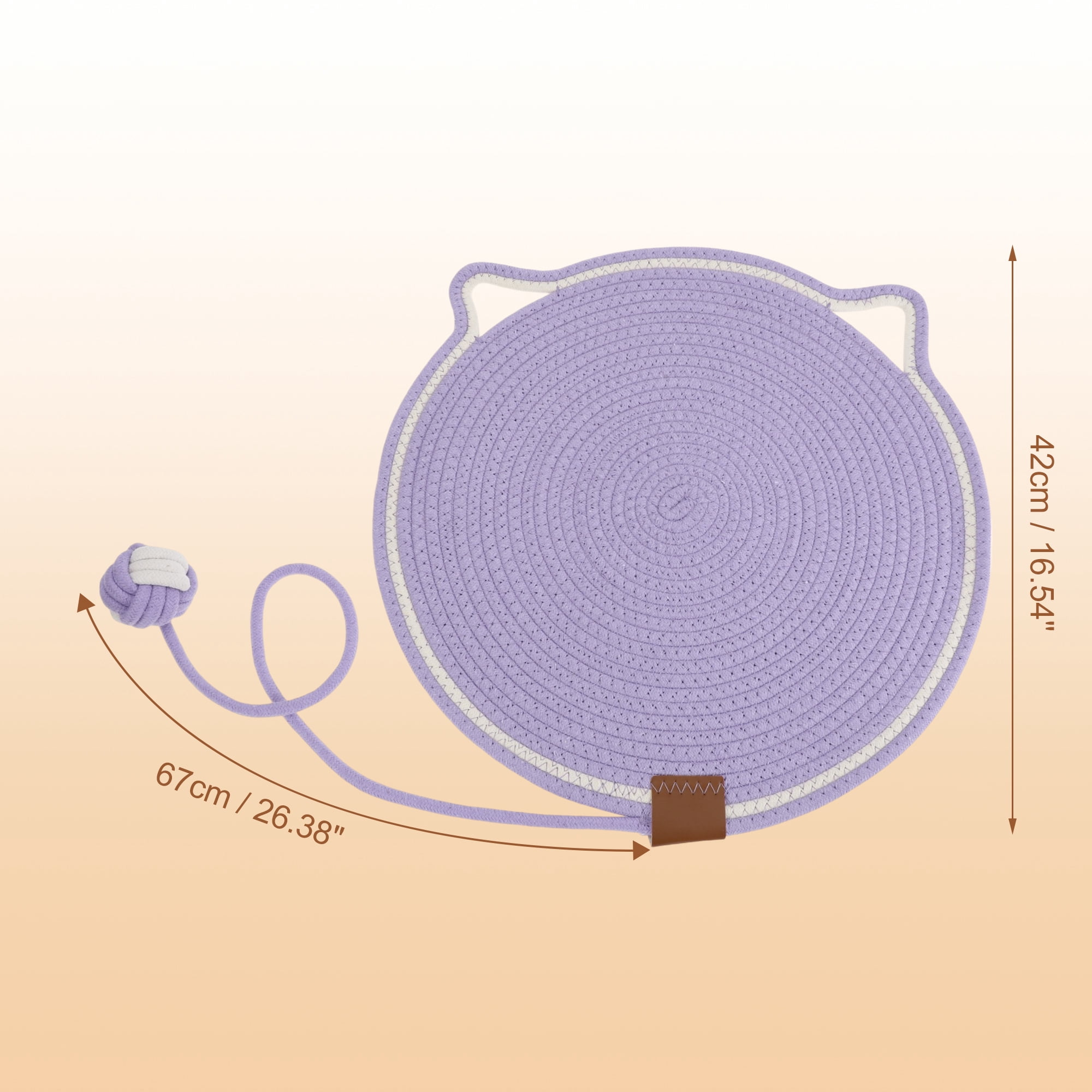 Unique Bargains Cat Scratcher Mat with A Cat Ball Cotton Rope Purple [16.54"]