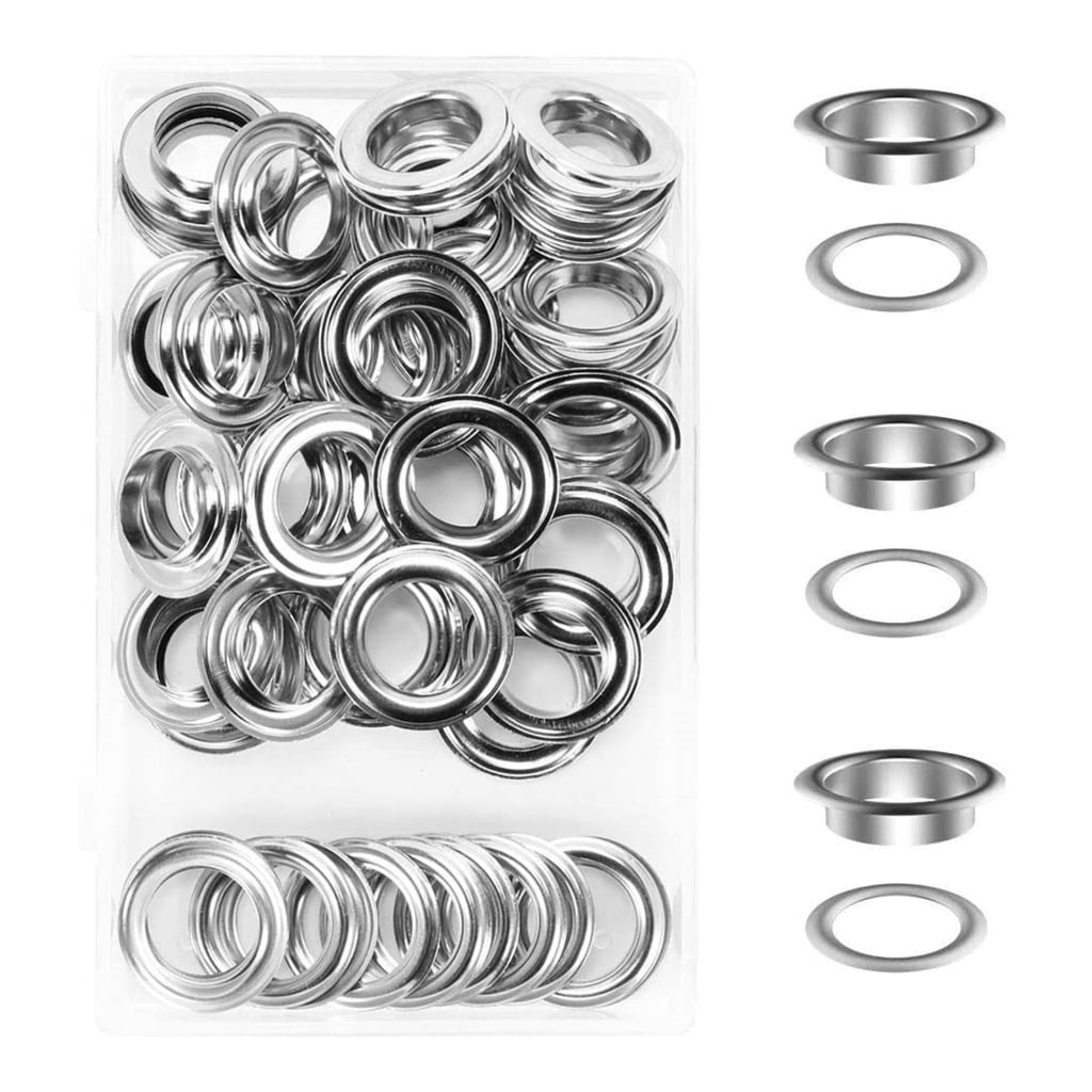 Apooke 50 Sets Grommet Tool Kits 20mm Grommet Eyelets with Setting Tools and Storage Box for Fabric Curtain Woodworking Fixing