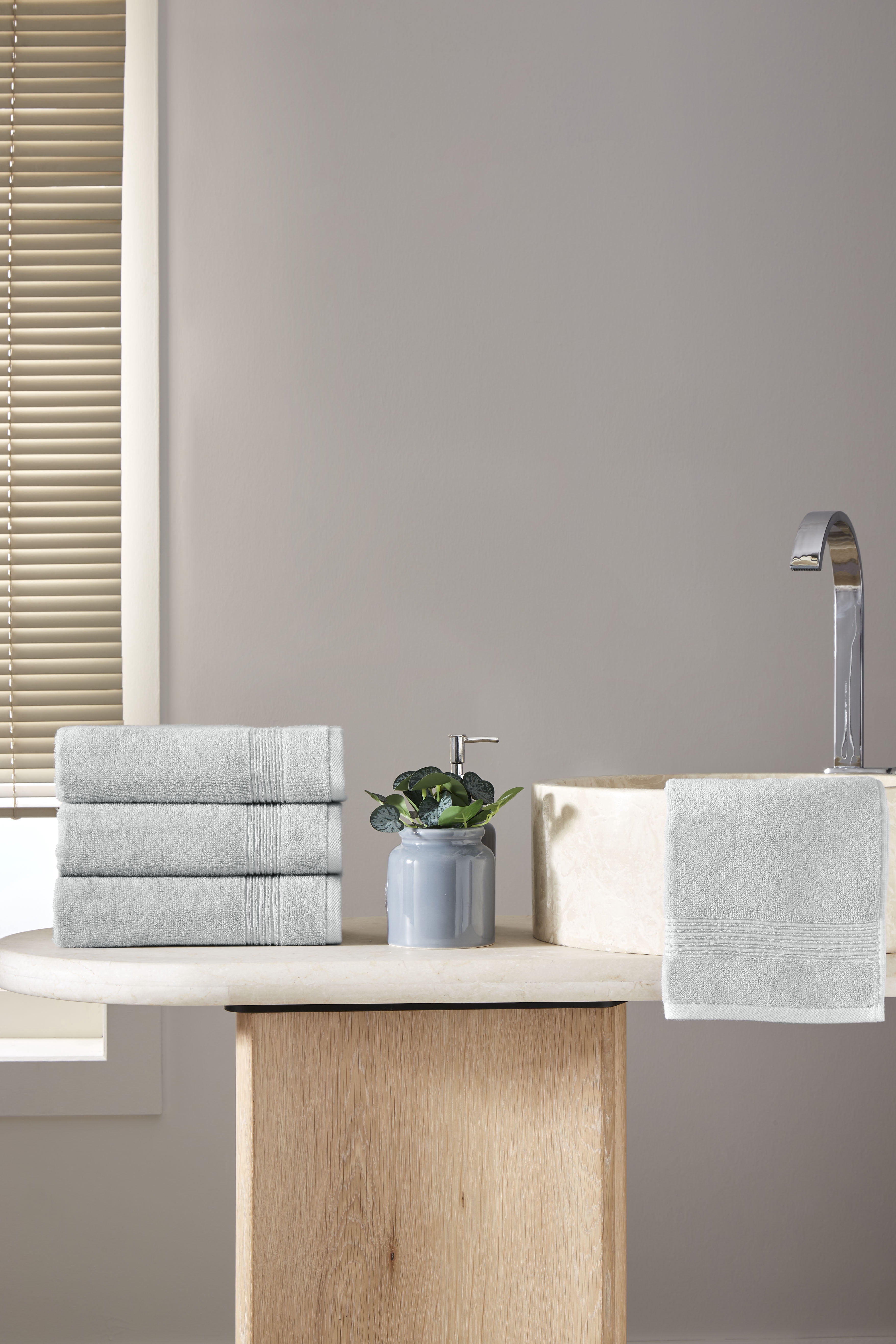 Ozdilek 4-Piece Hand Towels Set, 16x30" 100% Turkish Cotton, Quick-Dry, Lightweight & Absorbent Hand Towels, Soft Hotel Quality Hand Towels for Face, Gym, Spa, Grey