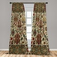thumbnail image 4 of Ambesonne Floral Art Curtains 2 Panel Set, Ethno Oriental Leaves, Pair of - 28" x 63", Slate Brown Ruby Fawn, 4 of 4