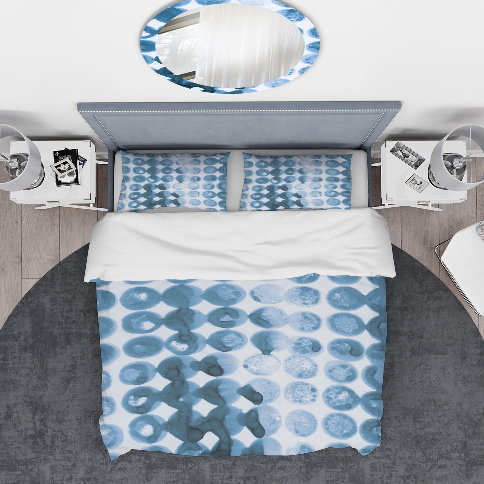 Designart 'Indigo watercolor geometrical VII' Geometric Duvet Cover Set