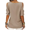 thumbnail image 3 of Lumento Plus Size Cut Out Tunic Blouse Tops Women Summer Cold Shoulder Loose T-Shirt Ladies Casual Basic Tee Tops Off Shoulder Shirt Summer Baggy Shirt, 3 of 3