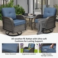thumbnail image 6 of SHGJ&SOFT 3 Piece Patio Furniture Set, 2 Outdoor Swivel Rocking Chairs with Side Table, Thick Cushions Wicker Glider Chairs, All-Weather Gray Rattan Bistro Set for Porch, Deck, Pool (Blue), 6 of 12
