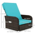 thumbnail image 3 of Outsunny Wicker Swivel Chair w/ Cushion, Patio Recliner Chair, Turquoise, 3 of 10