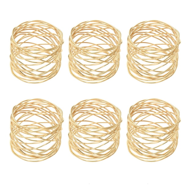 1 Set 6pcs Prácticos Anillos de servilleta de alambre de hierro Hebillas de servilletas creativas (Dorado)