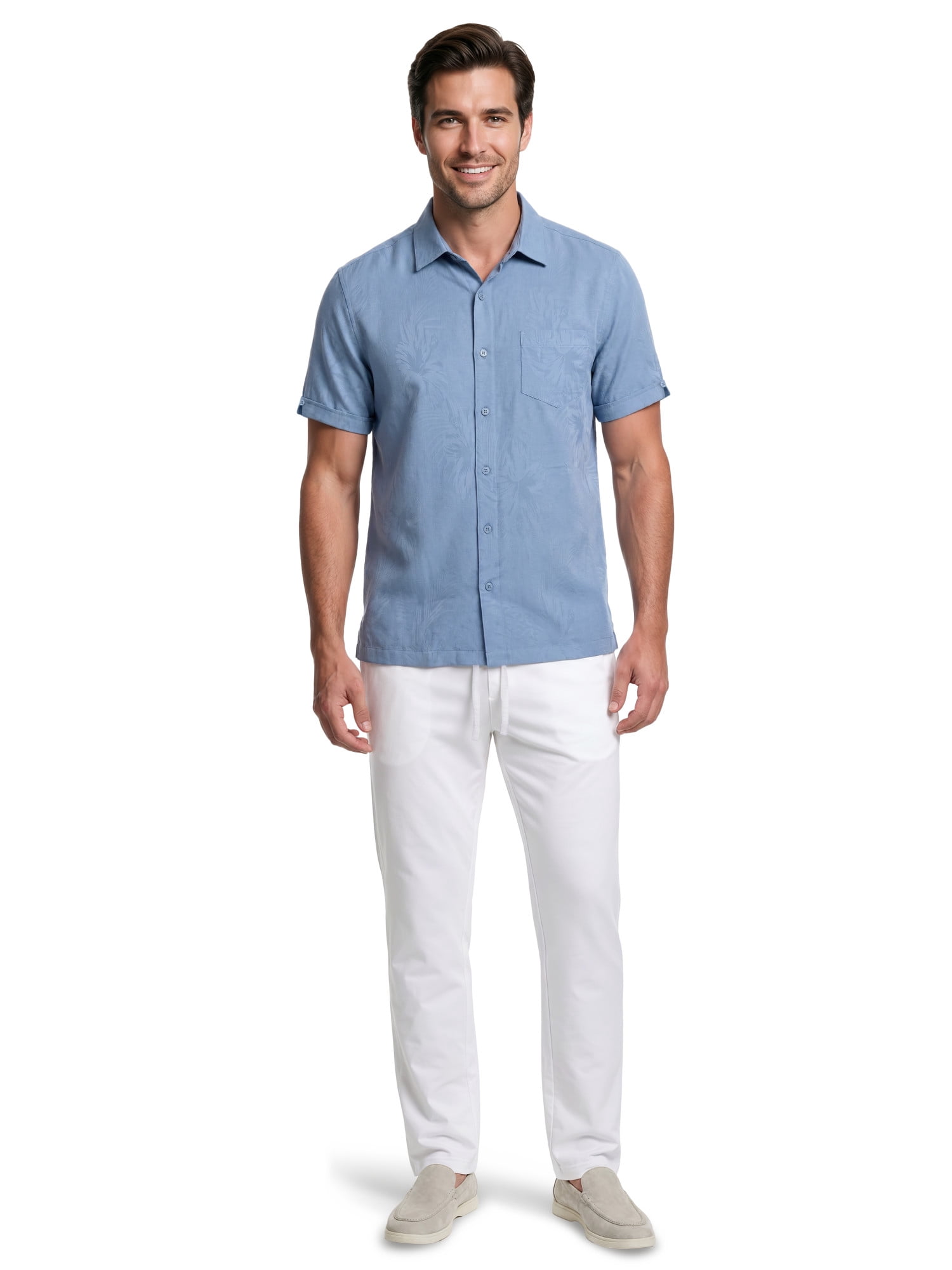 Havanera Men’s & Big Men’s Floral Jacquard Short-Sleeve Button-Down Resort Shirt, Sizes S–5XL