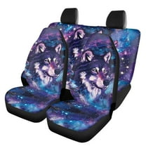Jeiento Galaxy Space Wolf Butterfly Polyester, Front Rear Seat Covers, 4 Pieces