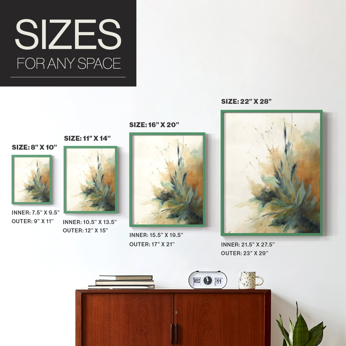 Desert Song II Framed Print in Green Solid Wood Framed Print No Nail Hanging